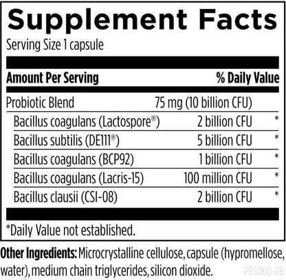 ProbioSpore™ 60 capsules supplement facts image