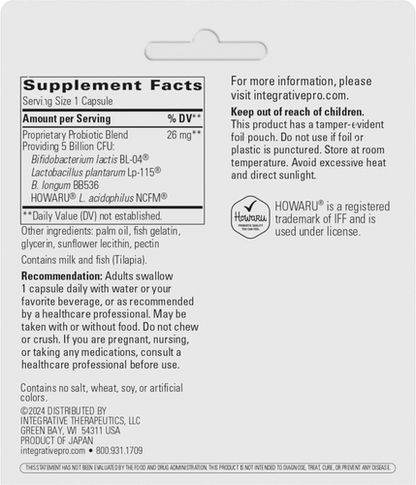 Nature's Way® | Probiotic Pearls Advantage - back of pack Sku:70652