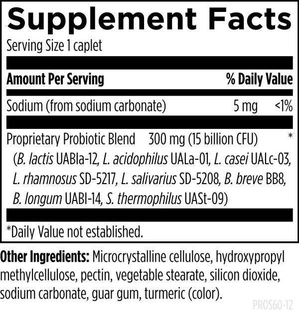 Probiotic Supreme DF™ 60 caplets supplement facts image