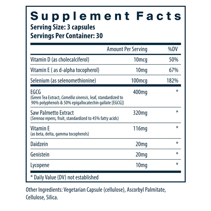 Vital Nutrients Prostate Health Tx™ dietary supplement facts.