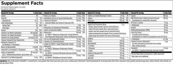 PaleoCleanse Plus™ Chocolate, 525 G (1.2 LBS) supplement facts image