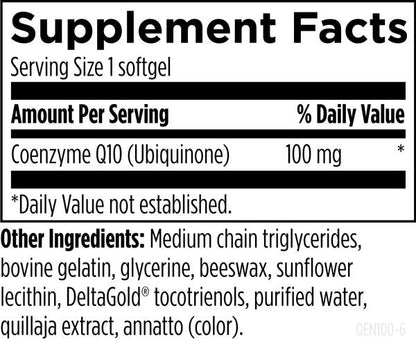Q-Evail® 100 supplement facts image