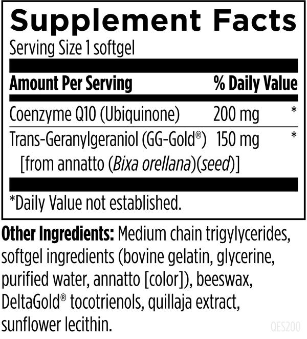 Q-Evail® Synergy 200mg 60 softgels supplement facts image