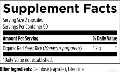 Red Yeast Rice 180 capsules supplement facts image