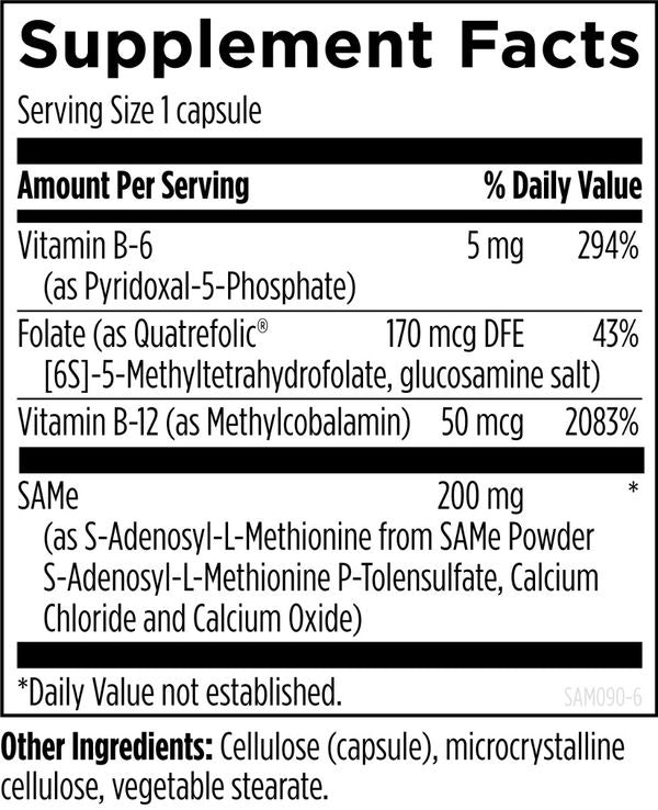 SAMe 90 capsules supplement facts image