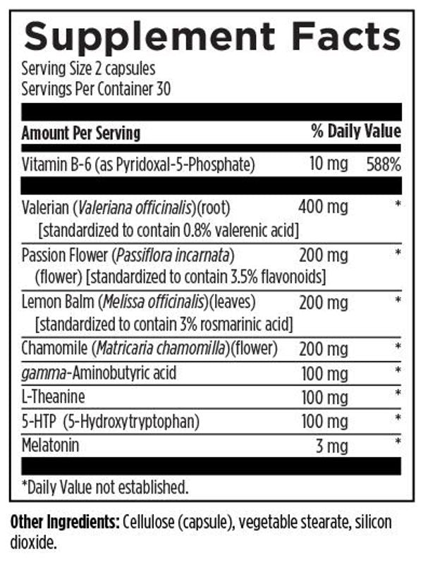 Sleep Complex supplement facts image