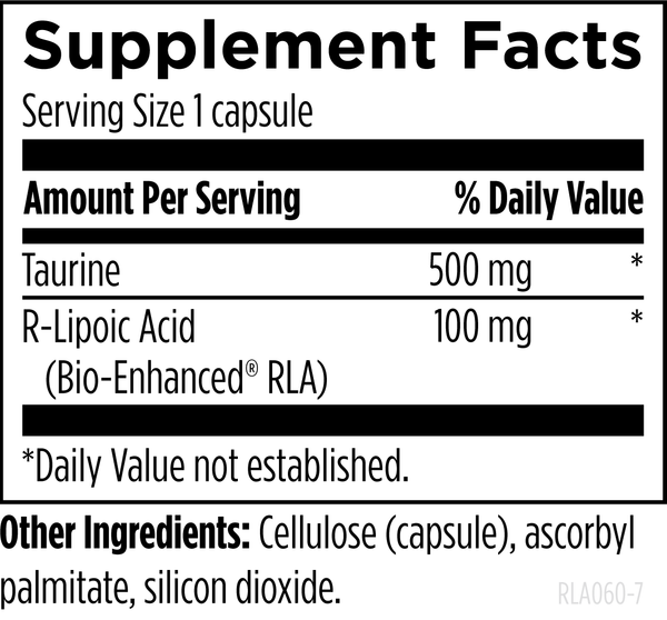 Stabilized R-Lipoic Acid Supreme 60 capsules supplement facts image