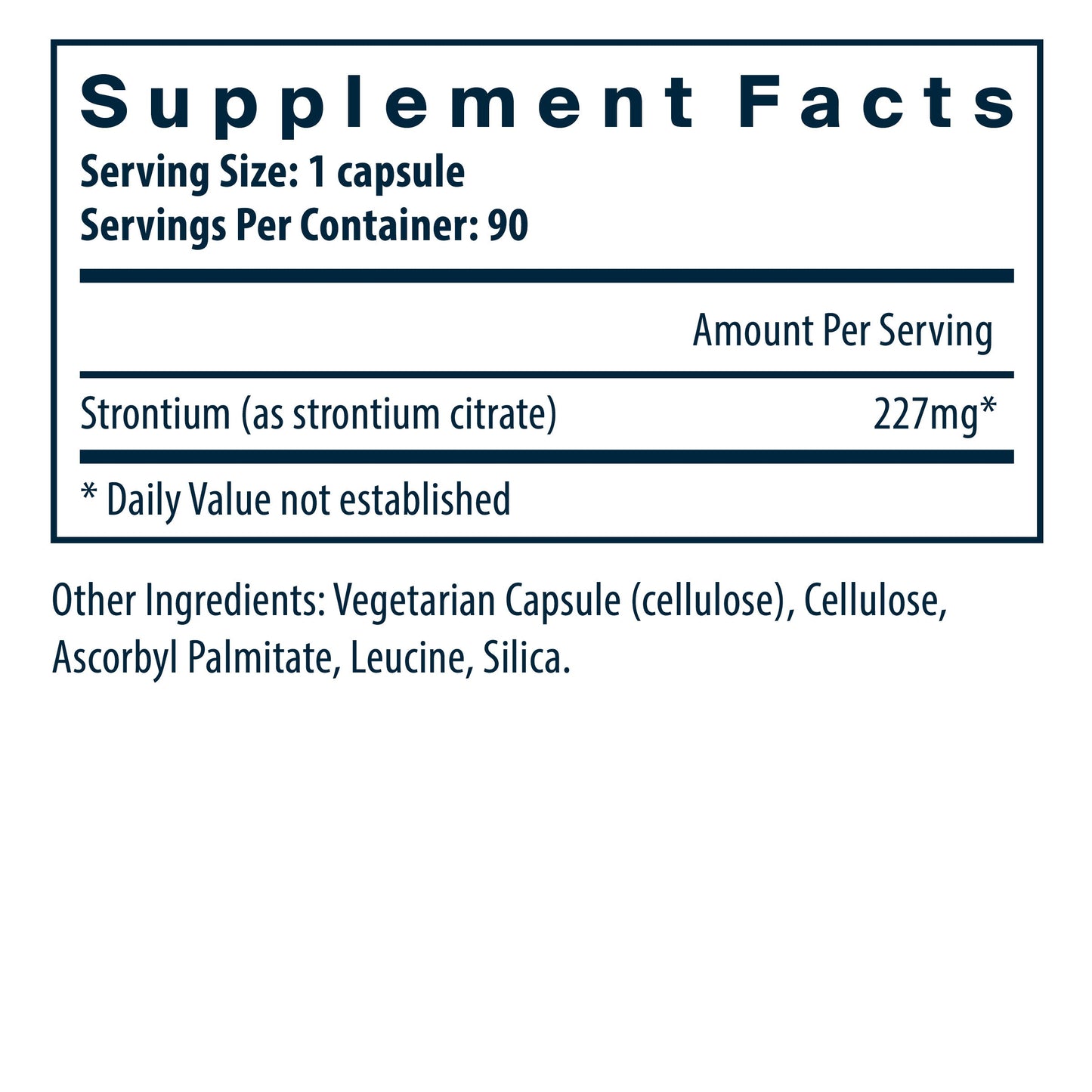 Vital Nutrients Strontium Citrate dietary supplement facts.