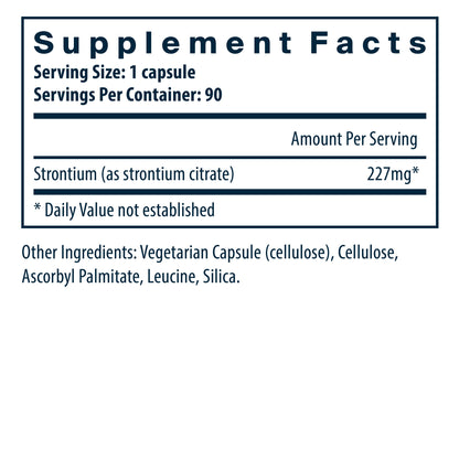 Vital Nutrients Strontium Citrate dietary supplement facts.
