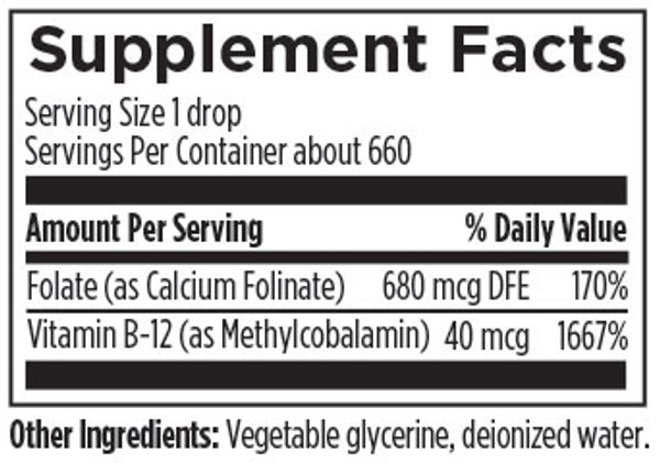 Super Liquid Folate 1 fl oz (30 mL) liquid supplement facts image