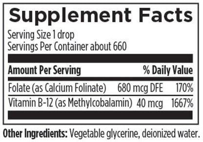 Super Liquid Folate 1 fl oz (30 mL) liquid supplement facts image