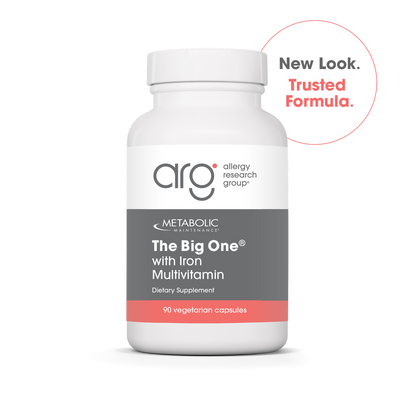 The Big One with Iron multivitamin bottle with a New Look Trusted Formula badge.