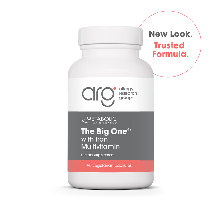 The Big One with Iron multivitamin bottle with a New Look Trusted Formula badge.