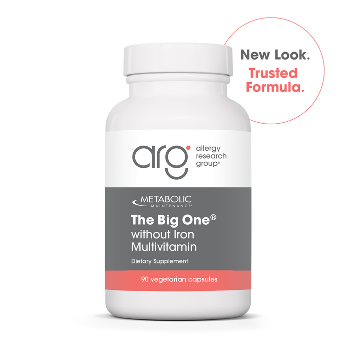 Metabolic Maintenance The Big One without Iron multivitamin bottle with new look trusted formula badge