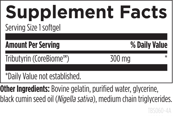 Tri-Butyrin Supreme 60 softgels supplement facts image