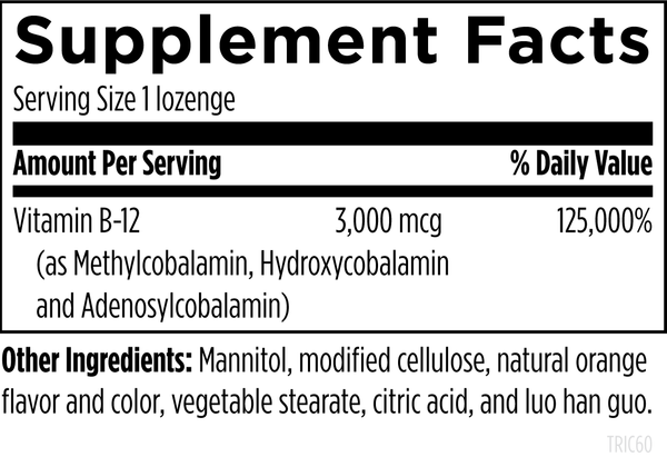 Tricobalamin™ 60 lozenges, Orange supplement facts image