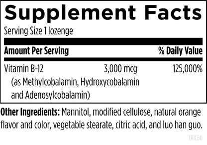 Tricobalamin™ 60 lozenges, Orange supplement facts image
