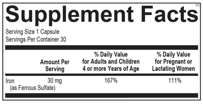 TruFerra™ Blister Packs supplement facts image