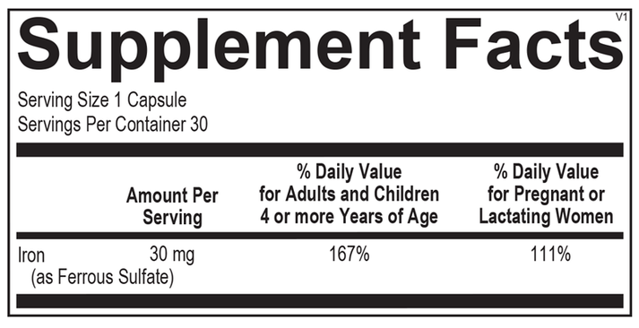 TruFerra™ Blister Packs supplement facts image