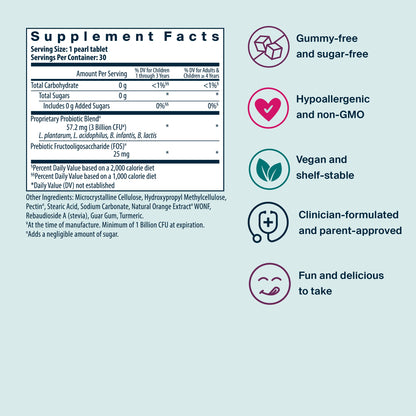 Vital Nutrients Kids Tummy Troopers Probiotic supplement facts.