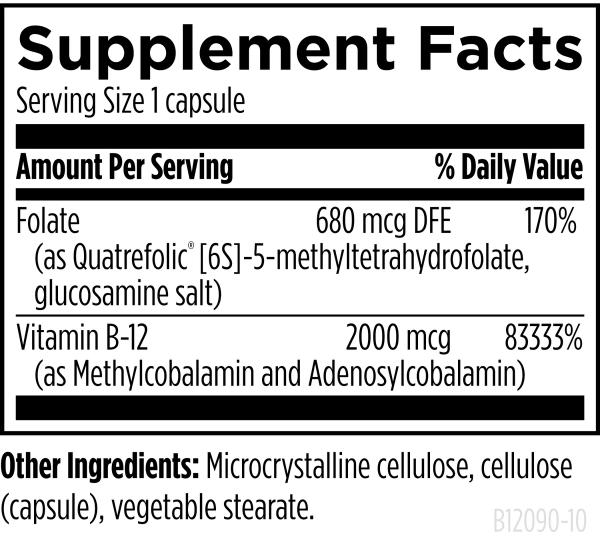 Ultra B12-Folate 90 capsules supplement facts image