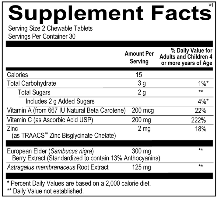 ViraKid supplement facts image