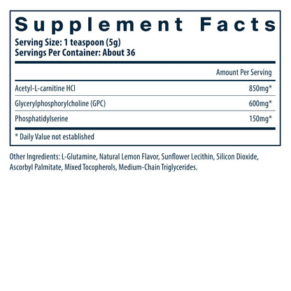 Vital Nutrients Vital Brain Powder Lemon Flavor Supplement Facts