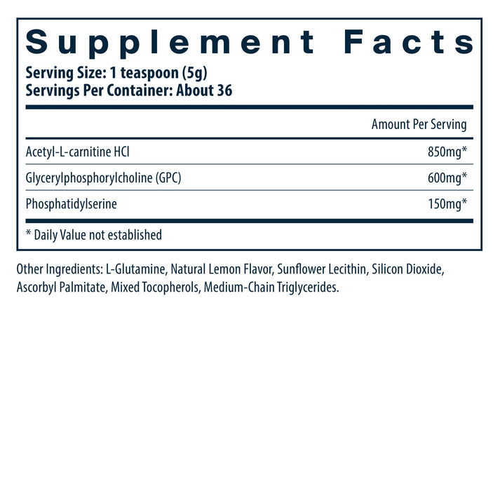 Vital Nutrients Vital Brain Powder Lemon Flavor Supplement Facts