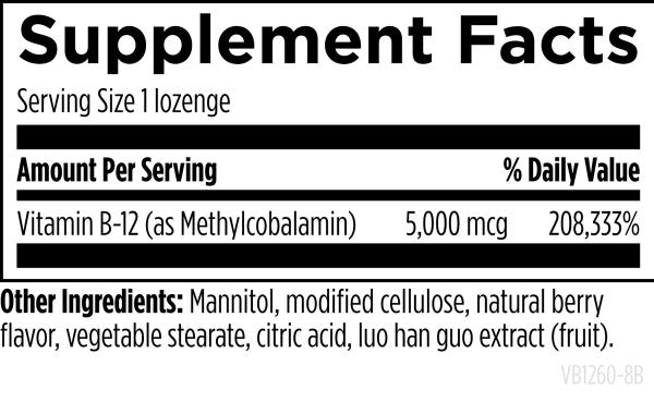 Vitamin B12 supplement facts image