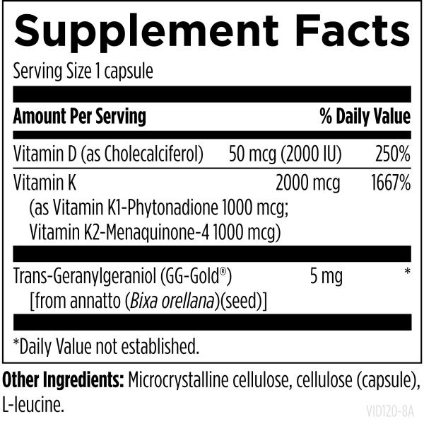 Vitamin D Synergy™ 120 capsules supplement facts image