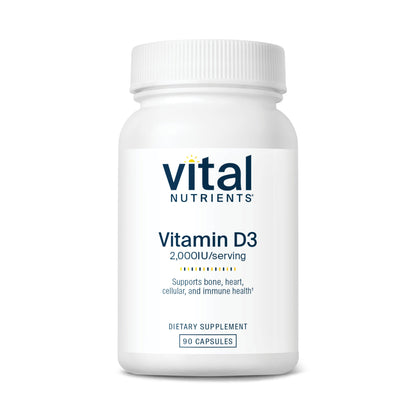 Vital Nutrients Vitamin D3 2,000IU/serving dietary supplement.