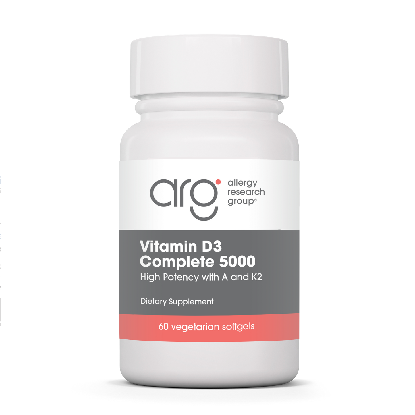 Allergy Research Group Vitamin D3 Complete 5000 - 60 vegetarian softgels bottle front label