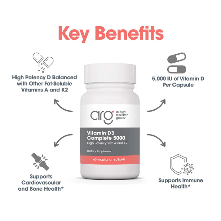 Vitamin D3 Complete 5000 - suggested use: 1 softgel daily with food
