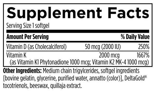 Vitamin D3 Pro softgels supplement facts image