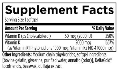 Vitamin D3 Pro softgels supplement facts image