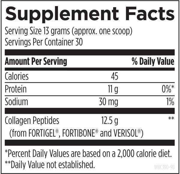 Whole Body Collagen supplement facts image