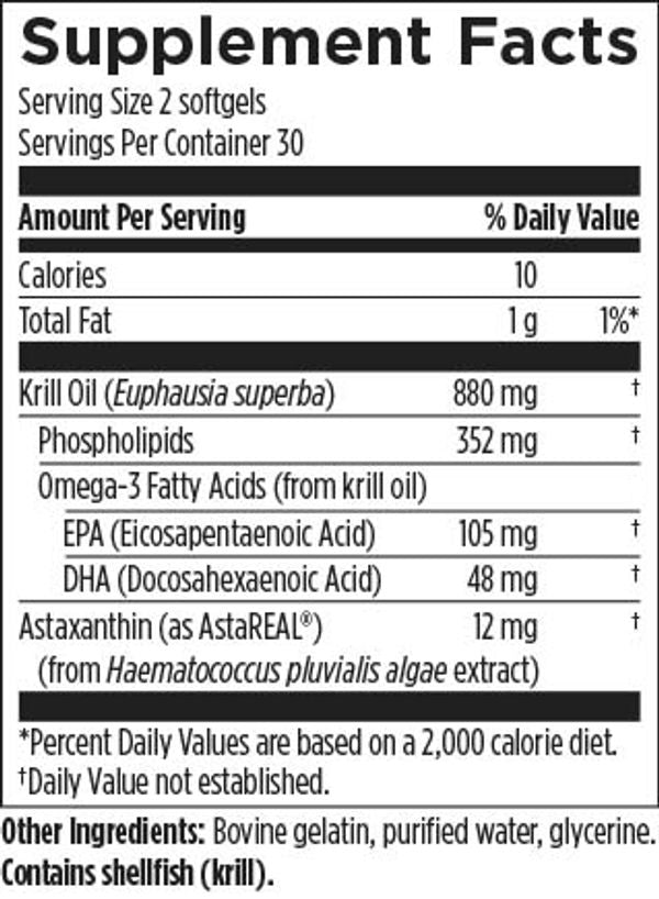 XanthOmega™ Krill Oil 60 softgels supplement facts image