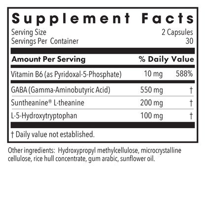 Zen Sleep - supplement fact label with Vitamin B6, GABA and more