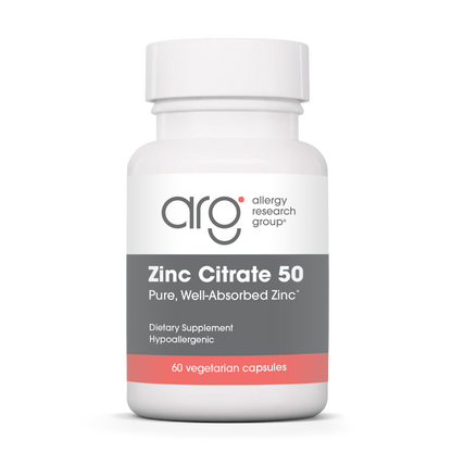 Allergy Research Group Zinc Citrate 50 mg - 60 vegetarian capsules bottle front label