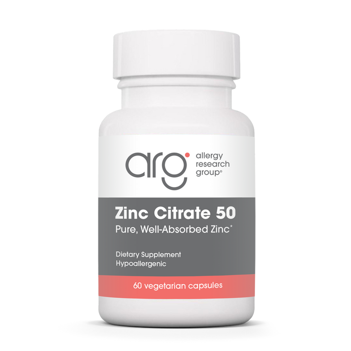Allergy Research Group Zinc Citrate 50 mg - 60 vegetarian capsules bottle front label
