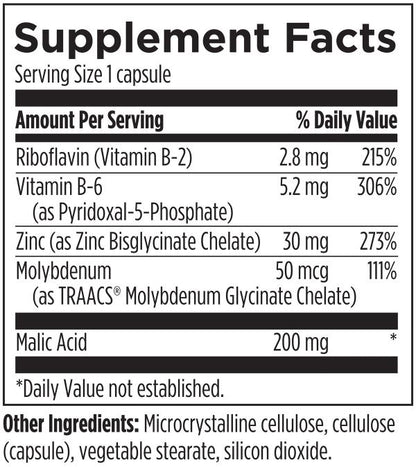 Zinc+ supplement facts image