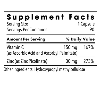 Zinc Picolinate dietary supplement bottle labeled by ARC allergy research group with New Look Trusted Formula badge